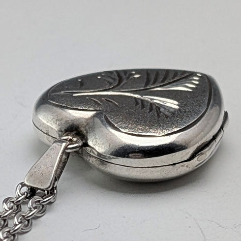 Vintage Sterling Silver Heart Locket Pendant with Necklace